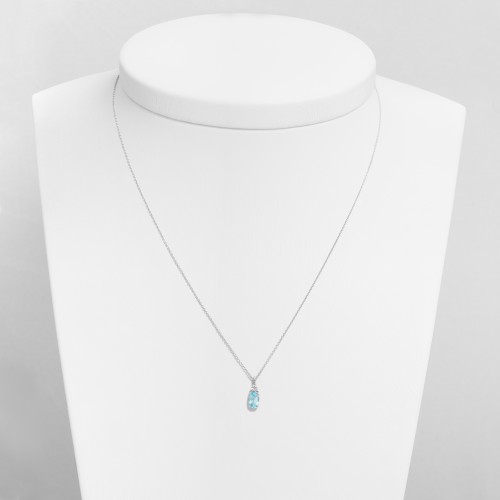 14K Λευκόχρυσο Κολιέ Με Διαμάντια και Swiss Τοπάζι 6351SWW