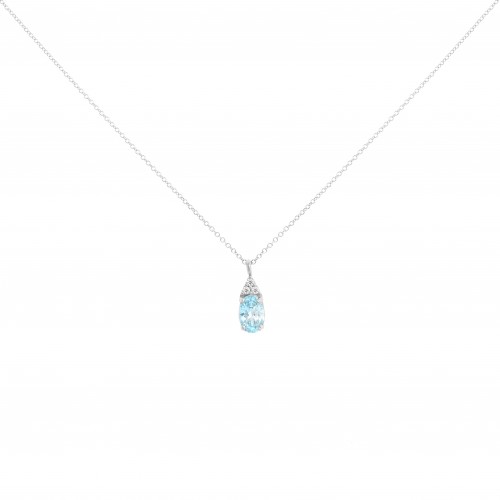 14K Λευκόχρυσο Κολιέ Με Διαμάντια και Swiss Τοπάζι 6351SWW