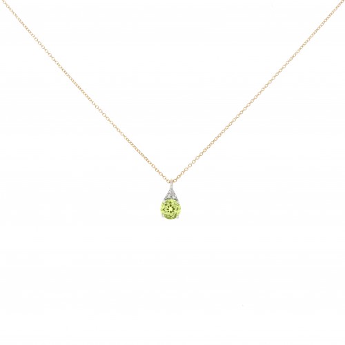 14K Λευκόχρυσο Κολιέ Με Διαμάντια και Περίδοτο 6352PER