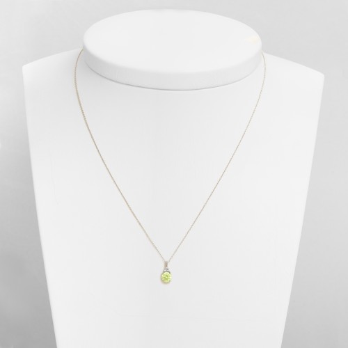 14K Λευκόχρυσο Κολιέ Με Διαμάντια και Περίδοτο 6352PER