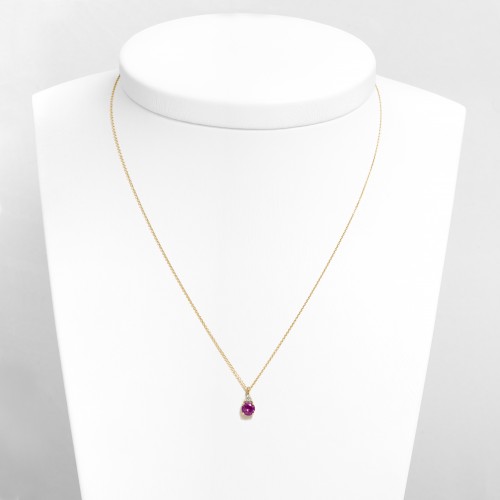 14K Χρυσό Κολιέ Με Διαμάντια και Ροδολίτη 6352ROD