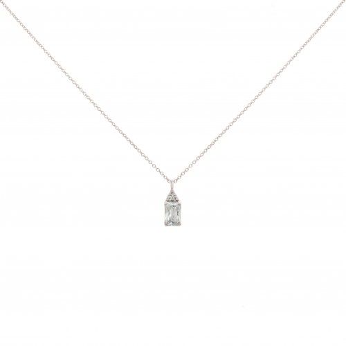 14K Λευκόχρυσο Κολιέ Λευκό Ζιργκόν 6353L1