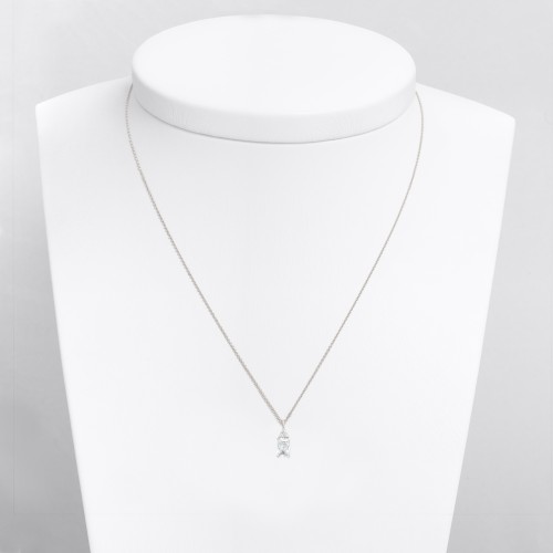 14K Λευκόχρυσο Κολιέ Λευκό Ζιργκόν 6353L1