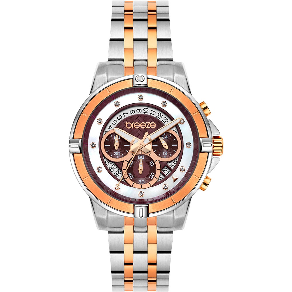 BREEZE Divinia Crystals Two Tone Stainless Steel Chronograph 712311.5