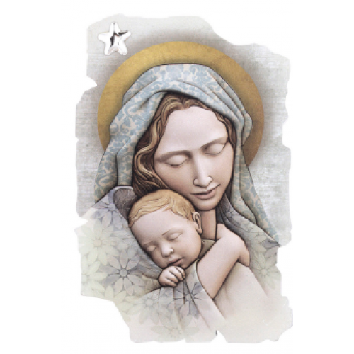 Θρησκευτική Εικόνα  ΠΑΝΑΓΙΑ & ΧΡΙΣΤΟΣ Πάνω σε Ξύλο με την τεχνική της Νωπογραφίας ( Fresco ) LE-08.48317