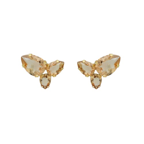 Victoria Cruz, “Botanic” Collection,  Επιχρυσωμένα Σκουλαρίκια με Swarovski A4444-06DT