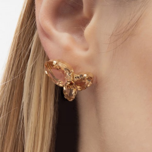 Victoria Cruz, “Botanic” Collection,  Επιχρυσωμένα Σκουλαρίκια με Swarovski A4444-06DT