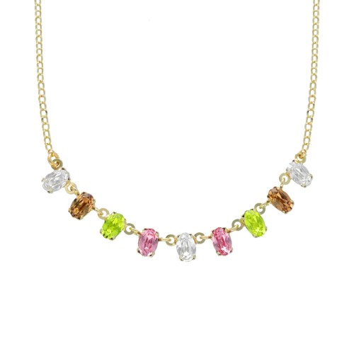 Victoria Cruz “Botanic” Collection Κολιέ Κοντό, Επιχρυσωμένο Με Swarovski "Δάκρυ" A4506-MDG