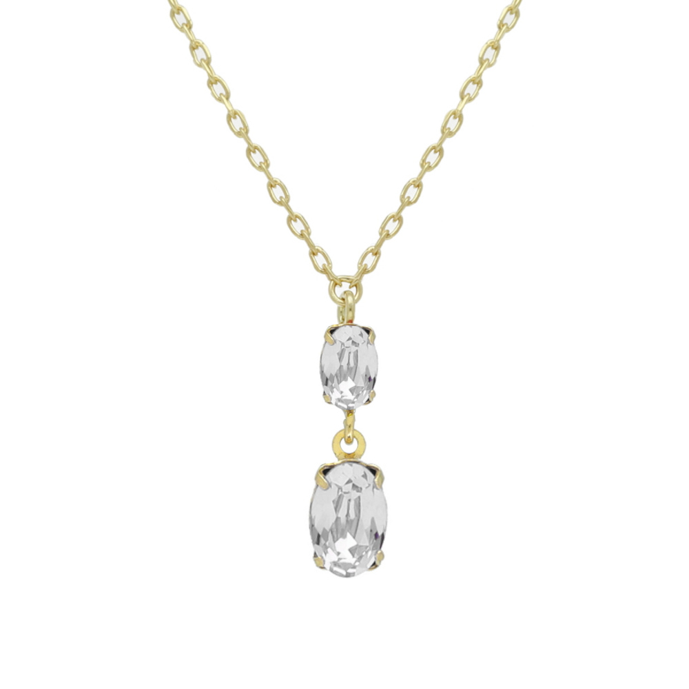 Victoria Cruz Collection “Botanic” Κολιέ Κοντό, Επιχρυσωμένο με Swarovski A4509-07DG