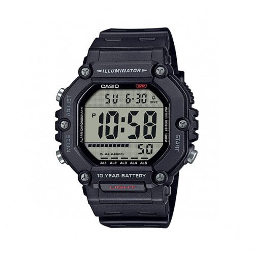 CASIO Standard με Μαύρο Λουράκι από Καουτσούκ AE-1600H-1AVEF