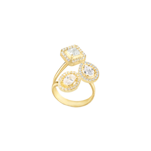 LAURA P. Rosettes Δαχτυλίδι με Ασήμι 925 επιχρυσωμένο και Ζιργκόν AN04GB