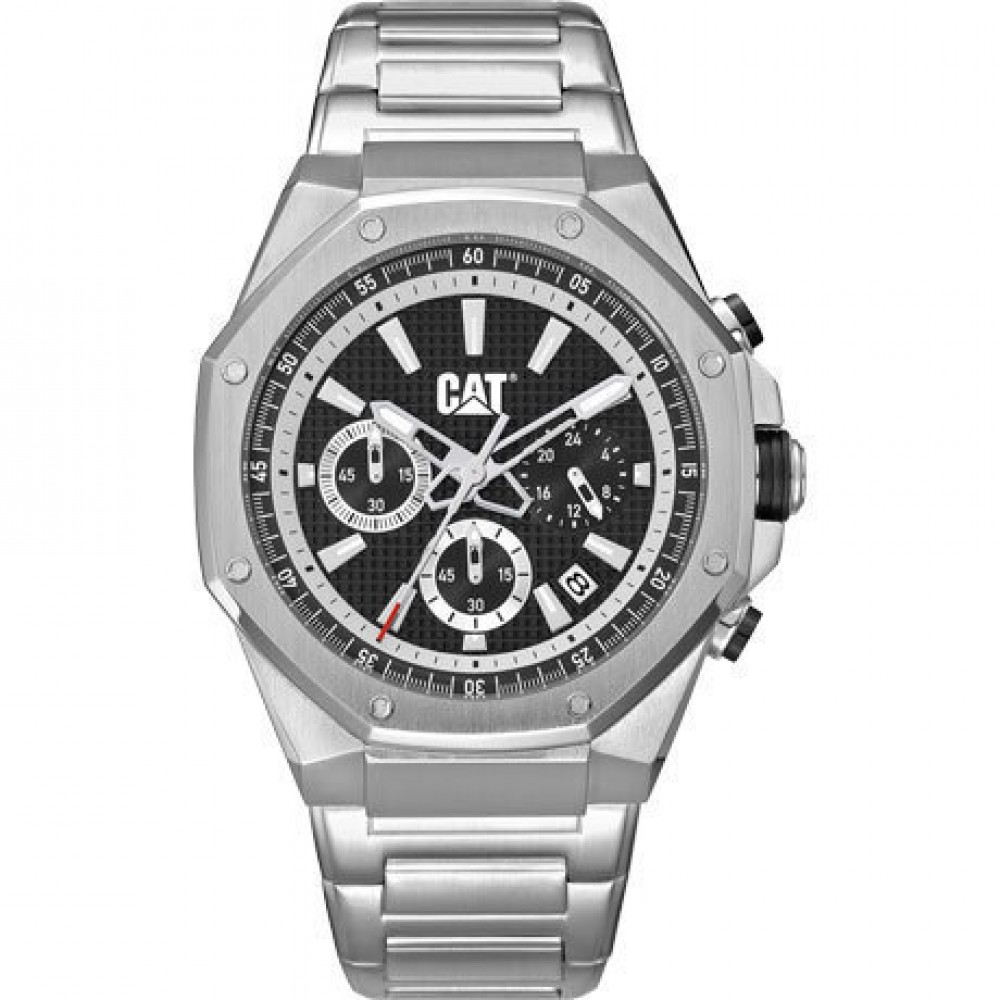 Caterpillar Hexline Chrono Mens με Ασημί Μπρασελέ από Ανοξείδωτο Ατσάλι AW14311122