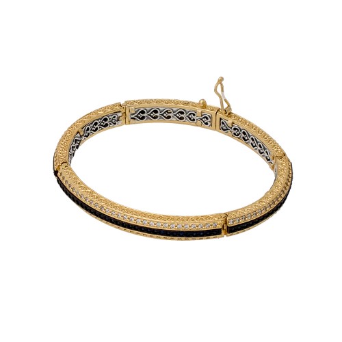 DIMITRIOS EXCLUSIVE Βραχιόλι 925 Ασήμι με μαύρες Swarovski πέτρες B405