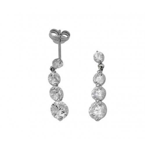 14K Λευκόχρυσα Κρεμαστά Σκουλαρίκια με Ζιργκόν B6920AG