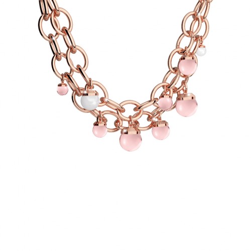 REBECCA Holywood Stone Necklace Rose Gold Tone Plated BHSKRQ61