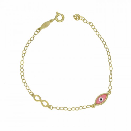 9K Χρυσό Bραχιόλι με "Άπειρο" και Ματάκι BP148BJ