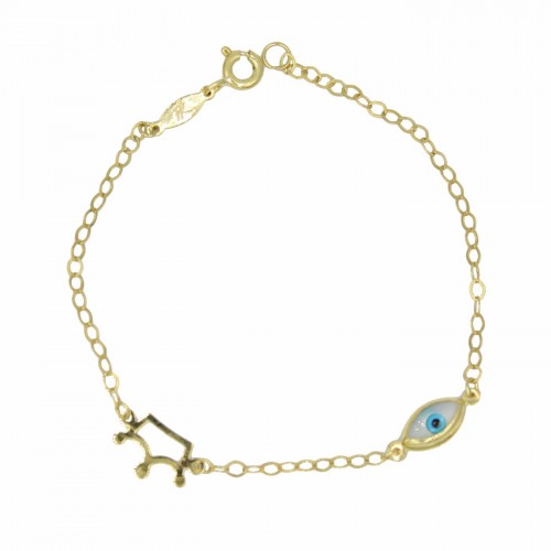 9K Χρυσό Bραχιόλι με "Κορώνα" και Ματάκι BP154BJ