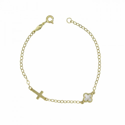 9K Χρυσό Bραχιόλι με Δύο Σταυρούς BP163BJ