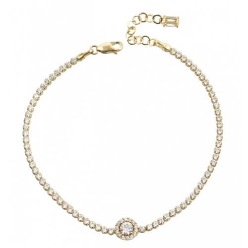 14K Χρυσό Bραχιόλι Ριβιέρα και Ροζέτα στο κέντρο με Λευκά Ζιργκόν BP2131