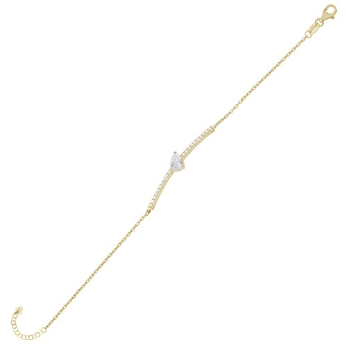 LAURA P. Coctail Βραχιόλι Επιχρυσωμένο Ασήμι 925 με Ζιργκόν BR0058GB