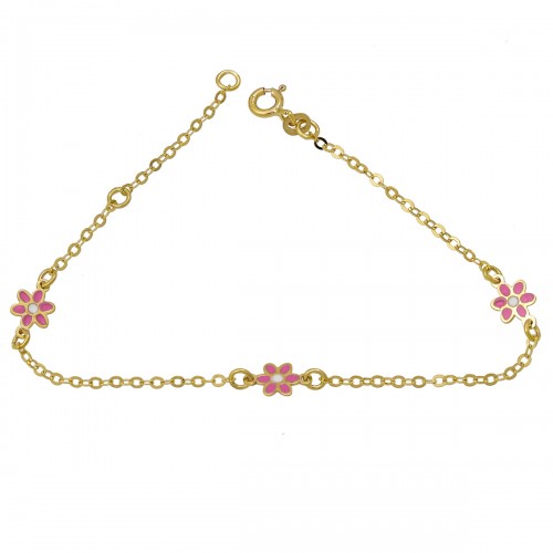 9K Χρυσό Bραχιόλι με Λουλούδια BR105KKT