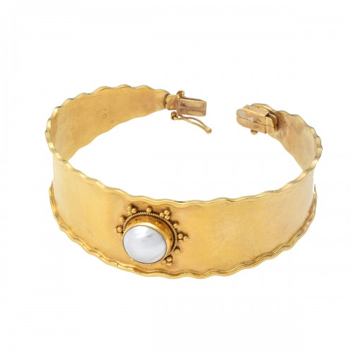 14K Χρυσό Χειροποίητο Βραχιόλι με Μαμπέ Μαργαριτάρι BR1864