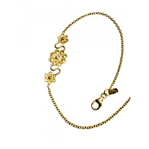 18K Χρυσό Χειροποίητο Βραχιόλι "Λουλούδι" με Διαμάντι BR206DM