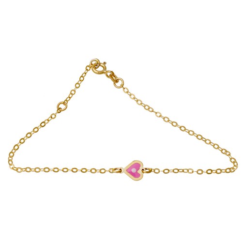 9K Χρυσό Bραχιόλι με Καρδιά BR208KK1-2