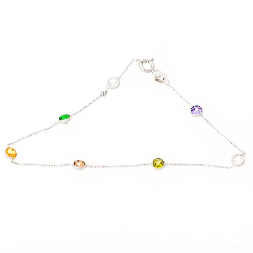 14K Λευκόχρυσο Βραχιόλι με Χρωματιστά Ζιργκόν BR42901