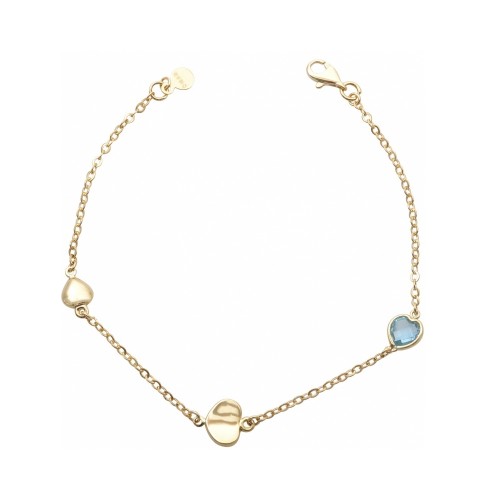 14K Χρυσό Bραχιόλι με Καρδιές και Ζιργκόν BR8100O