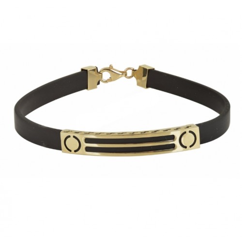 14K Χρυσό βραχιόλι Ταυτότητα με Καουτσούκ BRA2018