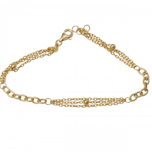 14K Χρυσό Bραχιόλι με Τριπλή Αλυσίδα BRI0055