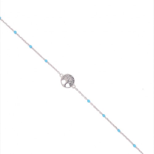 925 Ασήμι Βραχιόλι "Δέντρο της Ζωής" με Γαλάζιες Πέτρες SL925BS1705MJSW