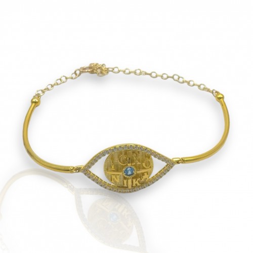 9K Χρυσό Βραχιόλι Με Μάτι και Ζιργκόν BX447