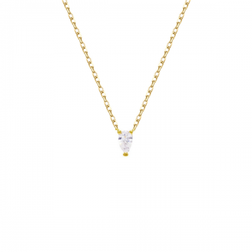 LAURA P. Κολιέ Glamour 925 Ασήμι Επιχρυσωμένο με Ζιργκόν CL0048GB