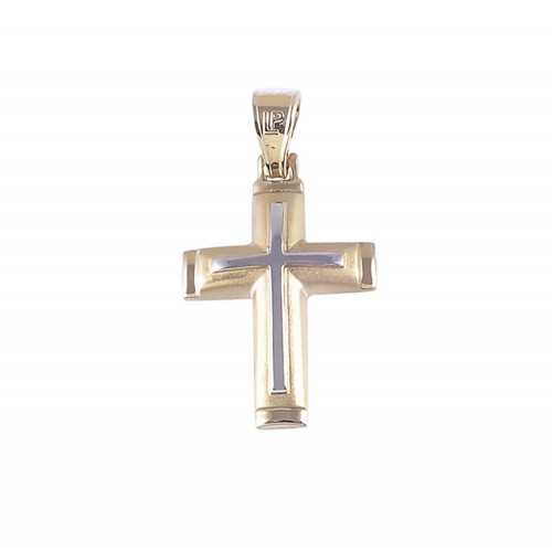 14K Χρυσός Δίχρωμος Σταυρός ST5064O