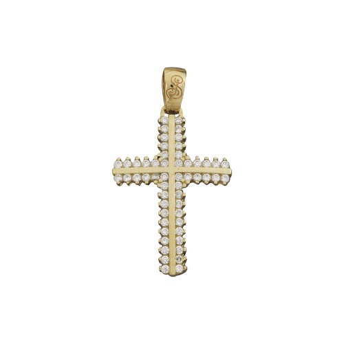 14K Χρυσός Σταυρός με Ζιργκόν S646040
