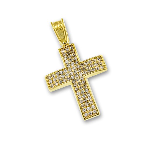 14K Χρυσός Σταυρός με Ζιργκόν AS1154K1