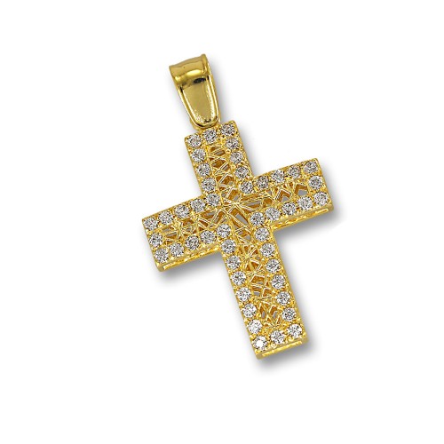 14K Χρυσός Σταυρός με Ζιργκόν AS1318K1