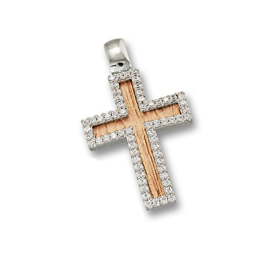 14K, Ροζ Χρυσός Σταυρός με Ζιργκόν, AS4004LR