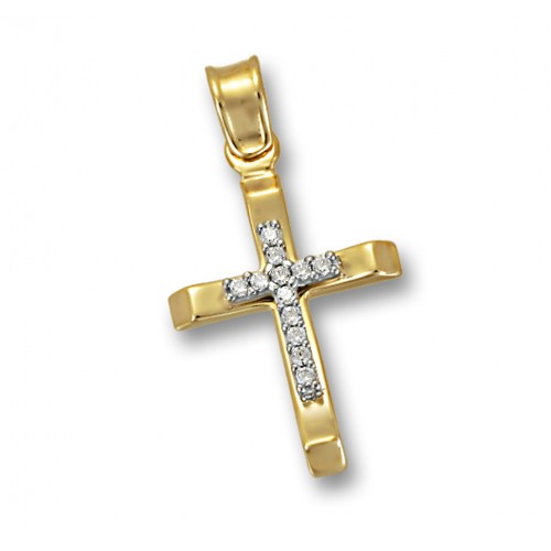 14K Χρυσός Σταυρός με Ζιργκόν AS4030B1