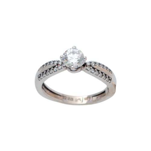 14K Λευκόχρυσο Δαχτυλίδι με Ζιργκόν D042159