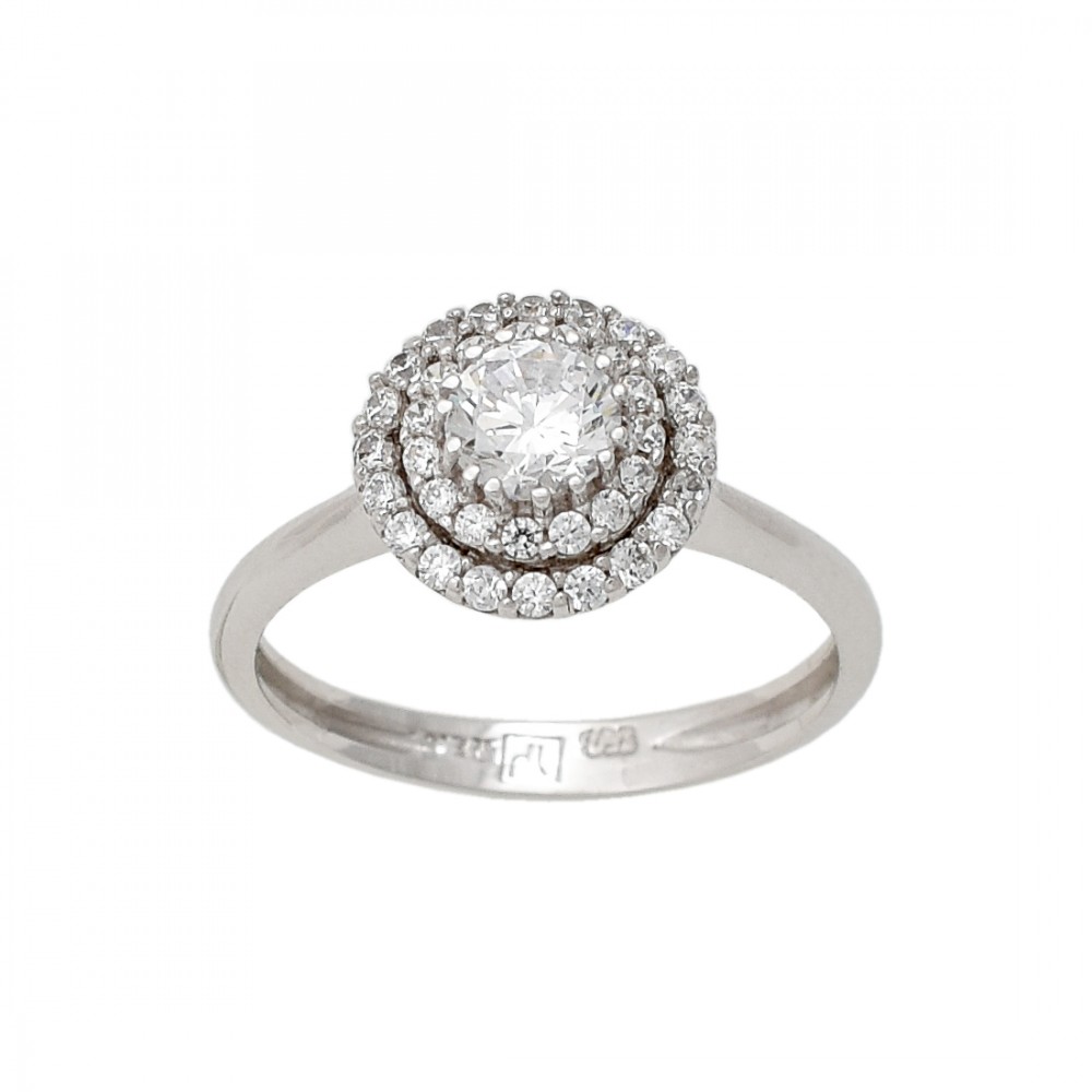 18K Λευκόχρυσό Δαχτυλίδι με Ζιργκόν D042295