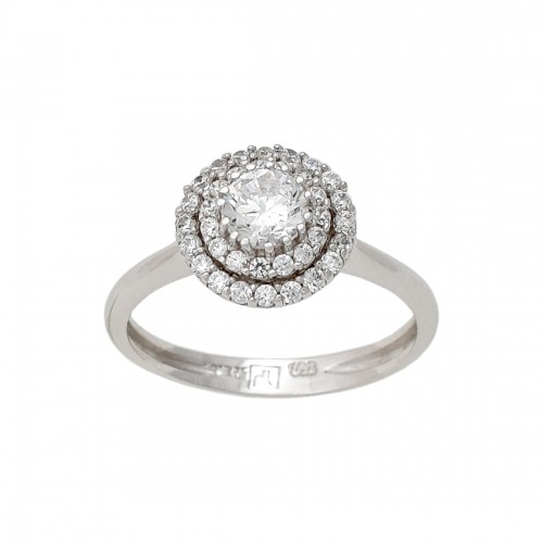 18K Λευκόχρυσό Δαχτυλίδι με Ζιργκόν D042295