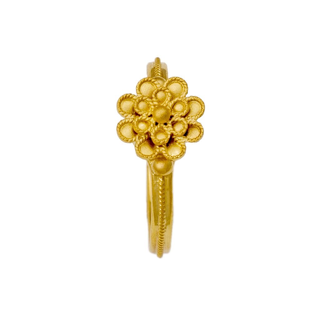18K Χρυσό Δαχτυλίδι Χειροποίητο με σχέδιο Λουλούδι D1010DM