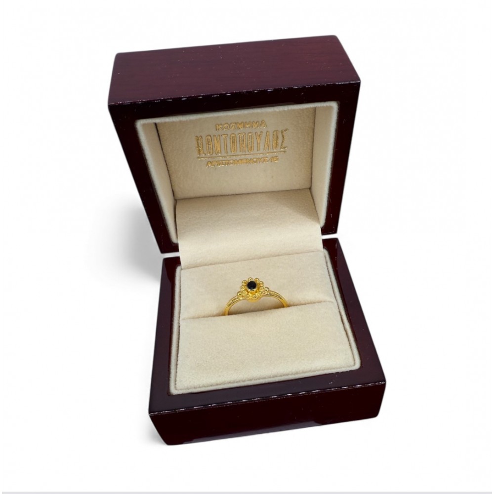 18K Χρυσό Χειροποίητο Δαχτυλίδι με Ζαφείρι D1020ZF023