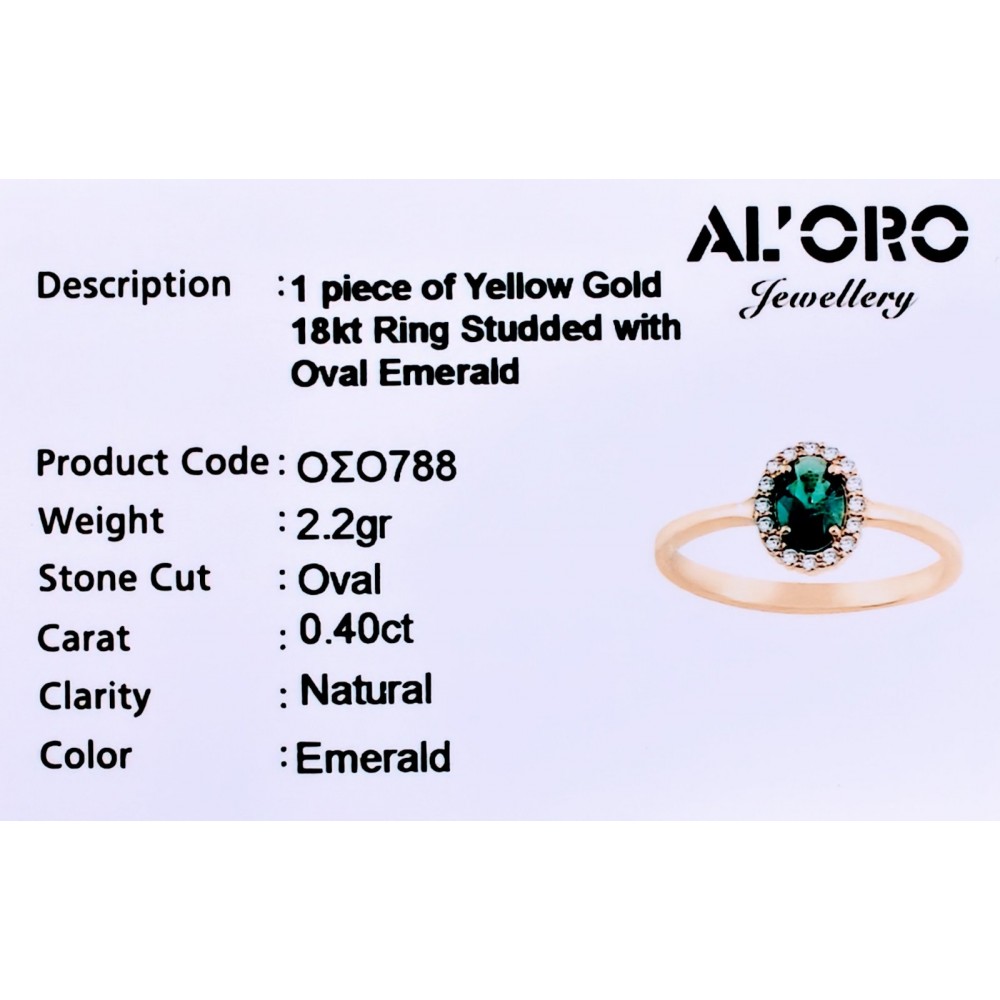 18K Χρυσό Δαχτυλίδι με Σμαράγδι & Ζιργκόν DAOSO788