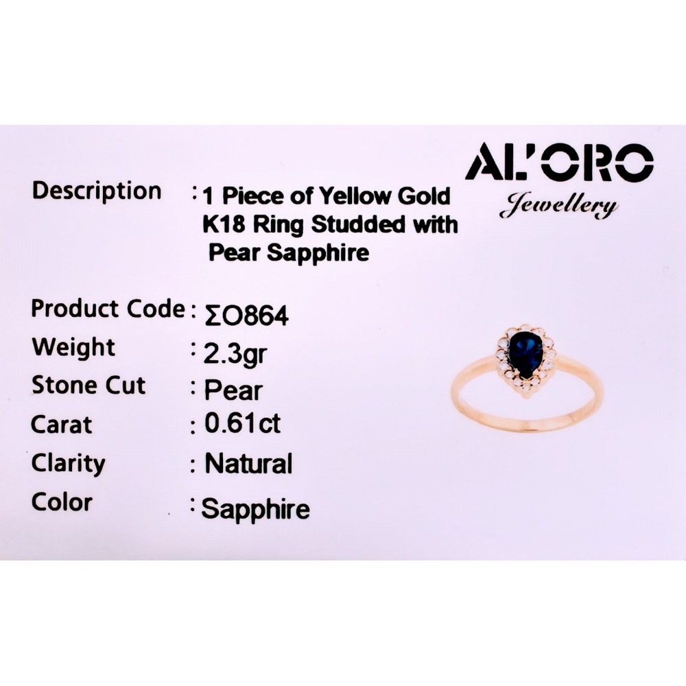 18K Χρυσό Δαχτυλίδι με Ζαφείρι & Ζιργκόν DASO864