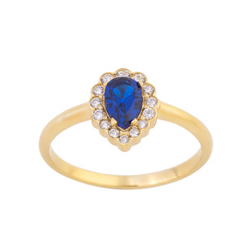 18K Χρυσό Δαχτυλίδι με Ζαφείρι & Ζιργκόν DASO864