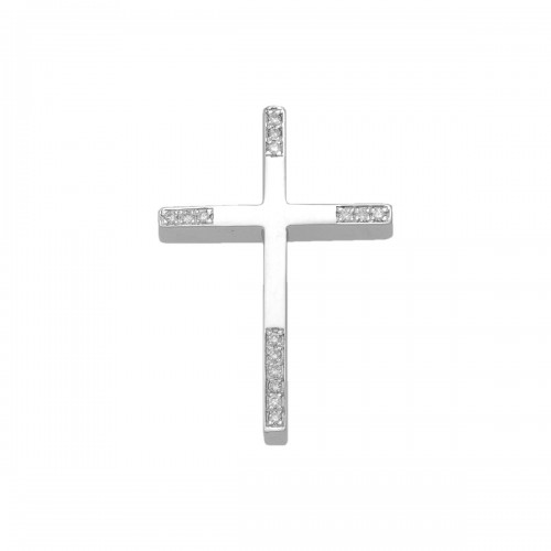 18K Λευκόχρυσος Σταυρός με Διαμάντια DC125